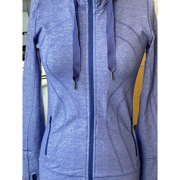 Lululemon Stride Hoodie Front Zip Heathered Purple Active Jacket Size 4 Cuffins - Picture 9 of 12